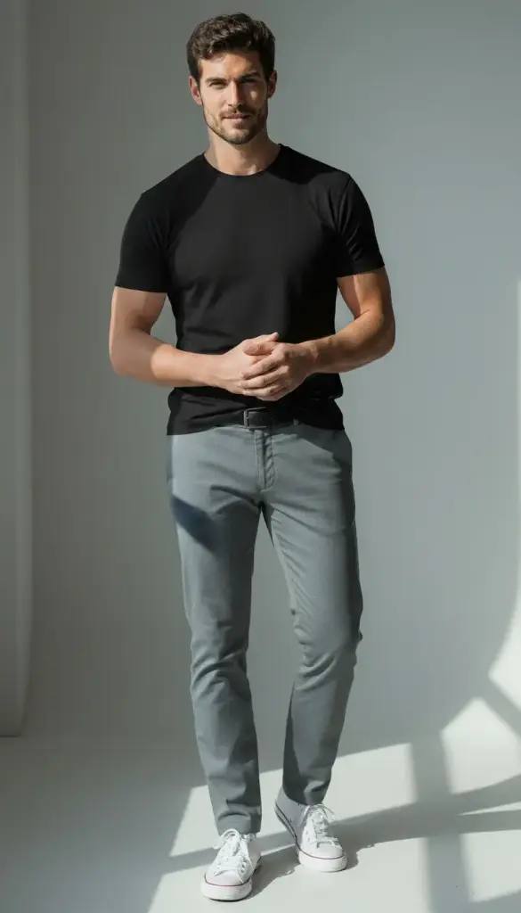 Polo cuello redondo negro